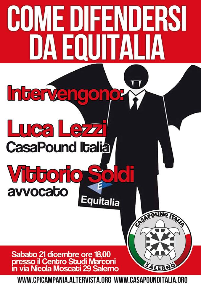 Salerno: CasaPound “Come difendersi da Equitalia”
