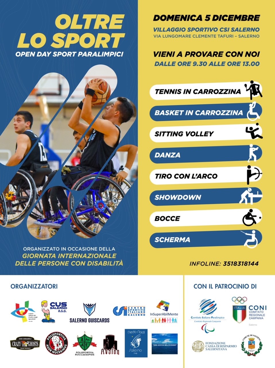 Salerno: “Oltre lo Sport”, Open Day dedicato a Sport Paralimpici