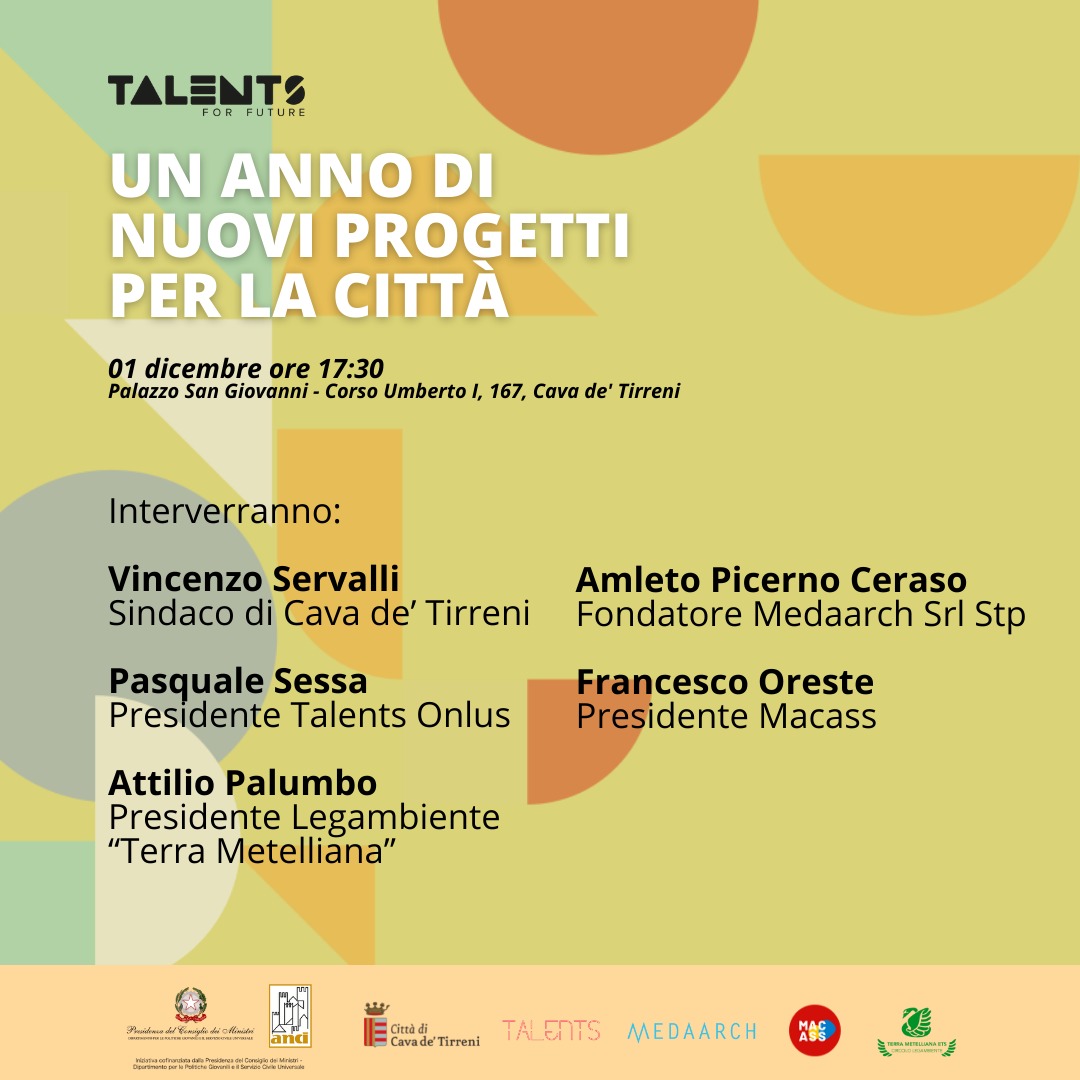 Cava de’ Tirreni: presentazione progetto “Talents For Future”
