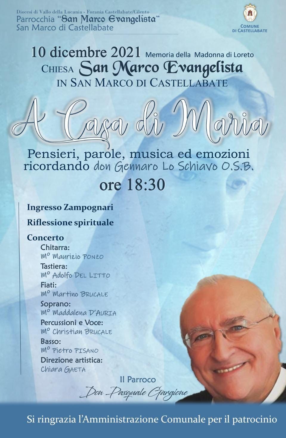 San Marco di Castellabate: concerto “A Casa di Maria” ricordando don Gennaro Lo Schiavo
