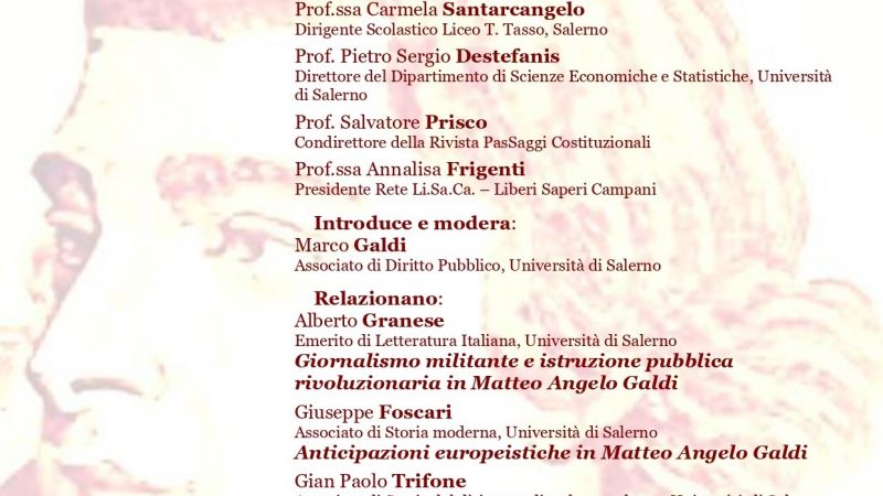 Salerno: al Liceo “T. Tasso” incontro su giacobino Matteo Angelo Galdi nel bicentenario