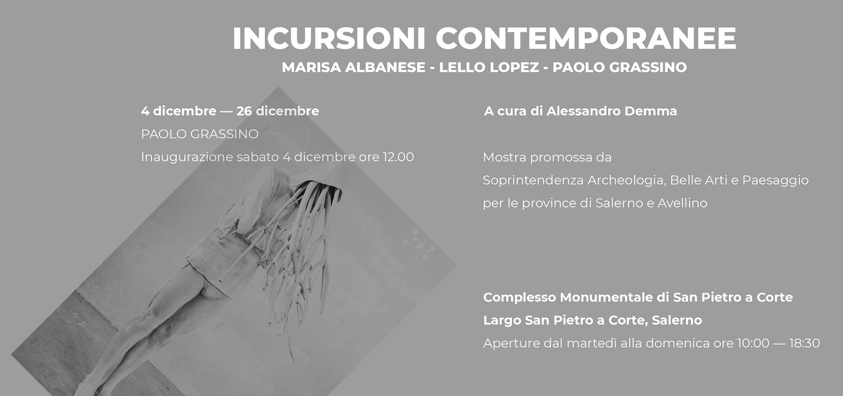 Salerno: Soprintendenza, presentazione cortocircuito visivo di Paolo Grassino a San Pietro a Corte