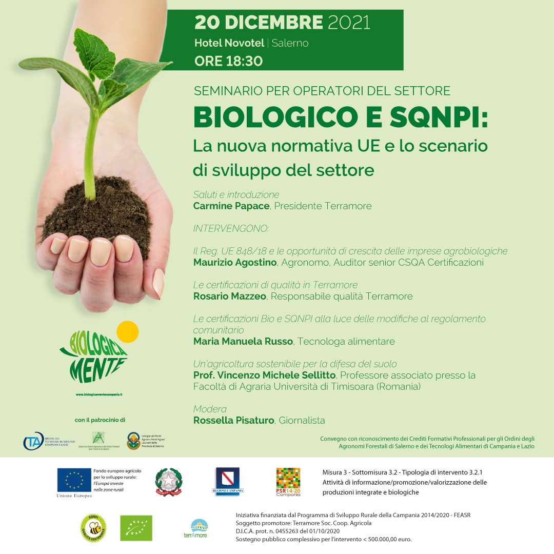 Salerno: “Biologico e SQNPI, nuova normativa UE”, incontro a Novotel