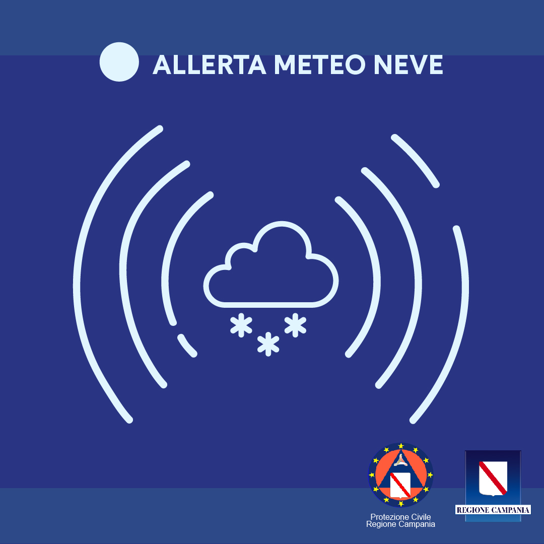 Regione Campania: Protezione Civile, allerta Gialla fino alle 10,00 di domattina, neve a quote collinari