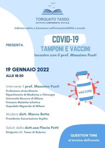 Salerno: Covid-19, all' IC "Tasso" incontro con prof. Massimo Puoti "Tamponi e vaccini"