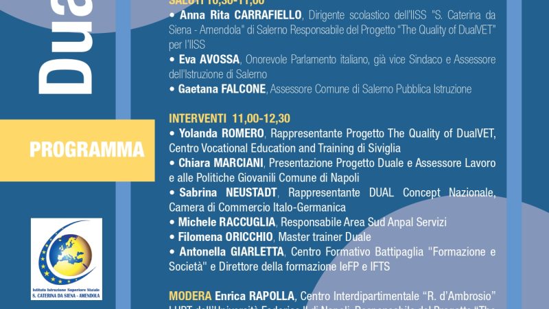 Salerno: IISS “S. Caterina da Siena – Amendola” evento “Dual VET – Vocational Education and Training: esperienze a confronto”