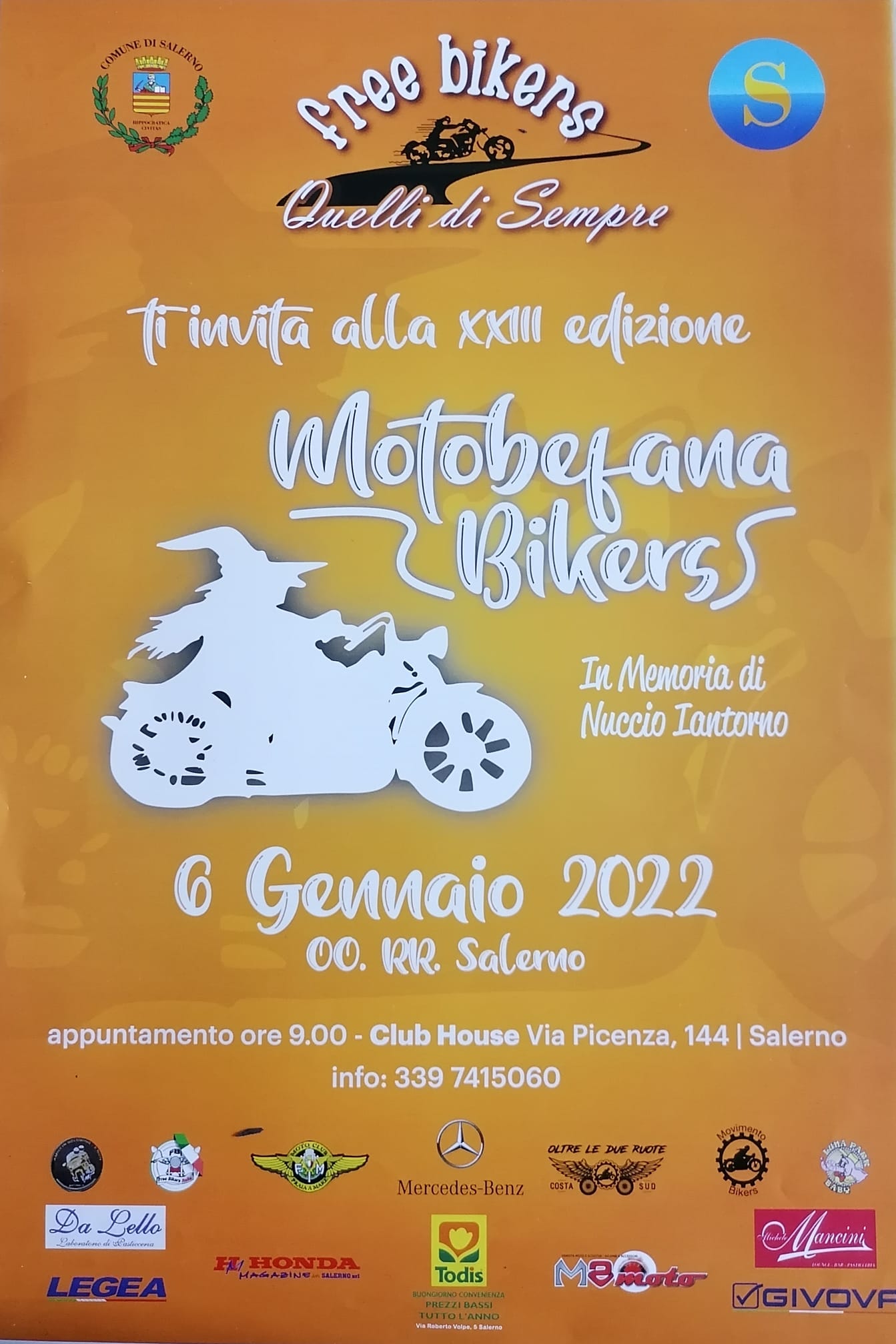 Salerno: 23^ ediz.“MotoBefana Biker”