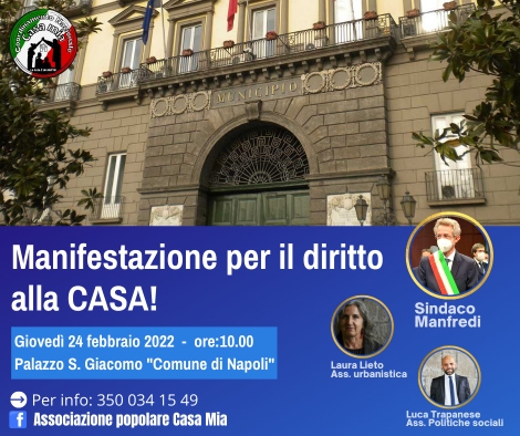 Napoli: Associazione popolare Casa Mia, manifestazione per diritto alla casa