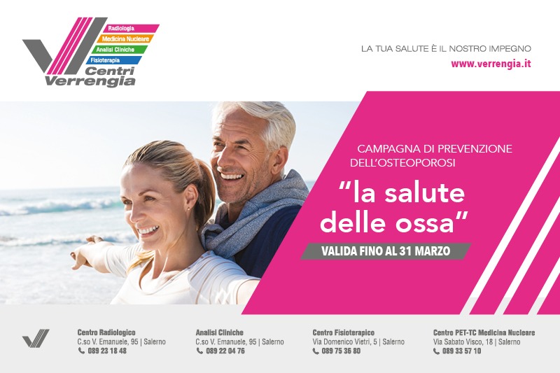 Salerno: Centri Verrengia, grande riscontro campagna di prevenzione osteoporosi, direttore commerciale Giordano “Grande attenzione a pazienti” 