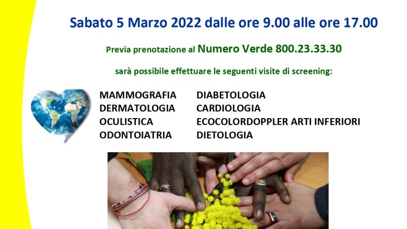 Salerno: prevenzione Donna, Villaggio della Salute 5 Marzo 2022