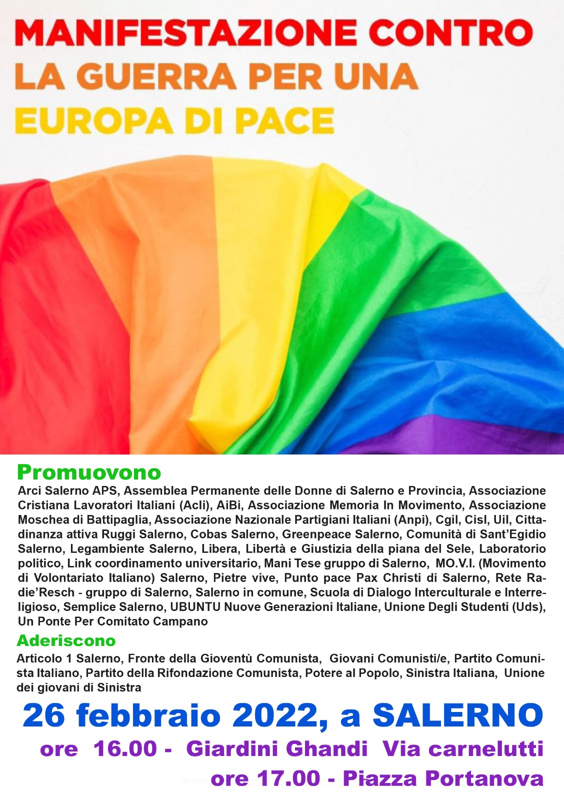 Salerno: No alla guerra, Sì alla pace, presidio in Piazza Portanova