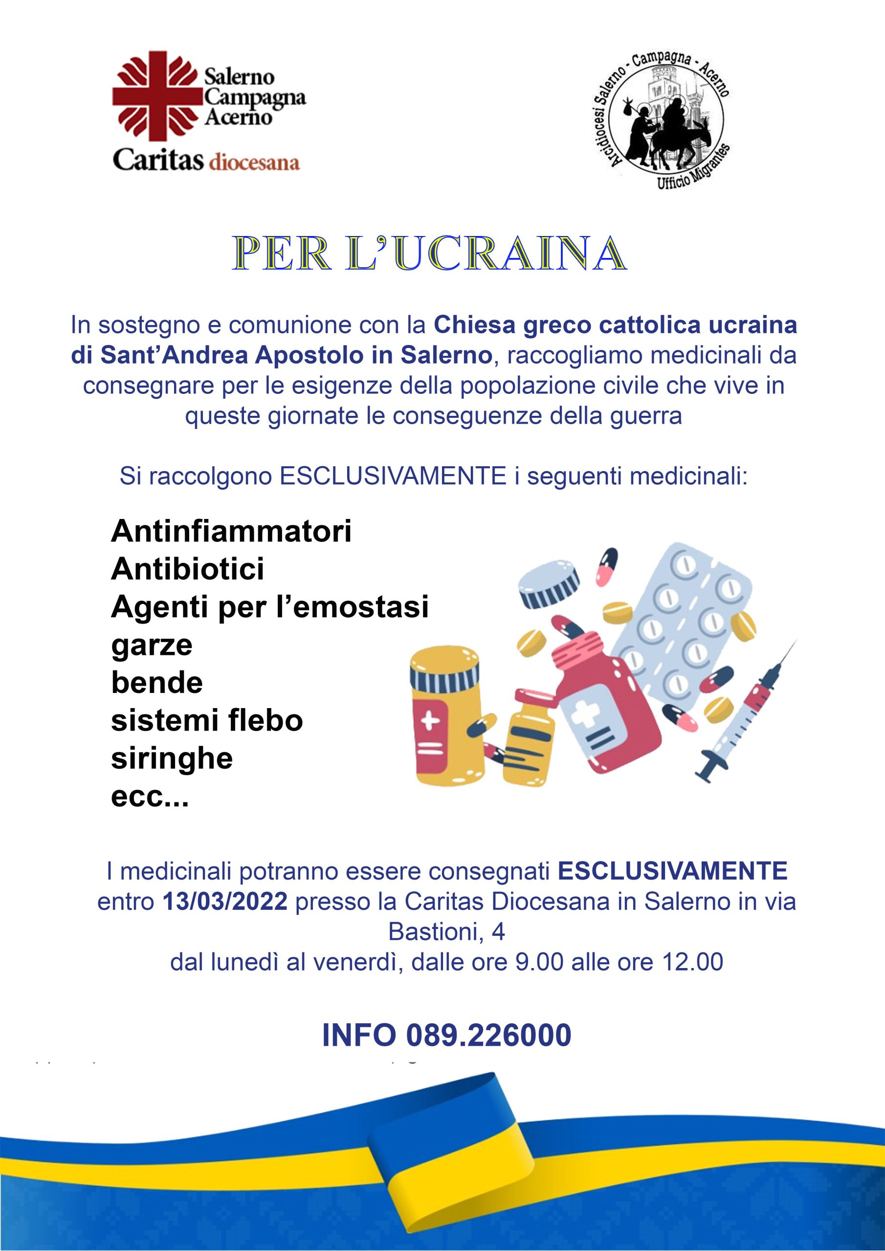 Salerno: Caritas – Ufficio Migrantes, raccolta di medicinali per Ucraina