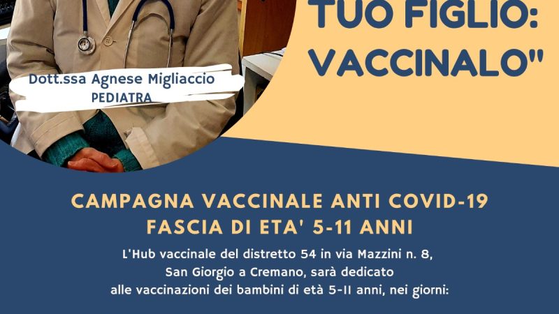 San Giorgio a Cremano: Covid, vaccinazioni pediatriche senza prenotazione, al via campagna  