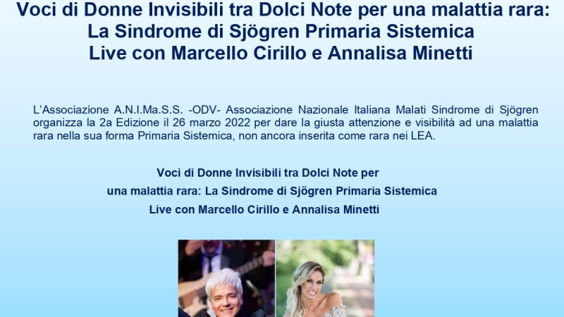 Verona:  A.N.I.Ma.S.S., 2^ ediz. “Voci di Donne Invisibili tra Dolci Note per una malattia rara: la Sindrome di Sjögren Primaria Sistemica”