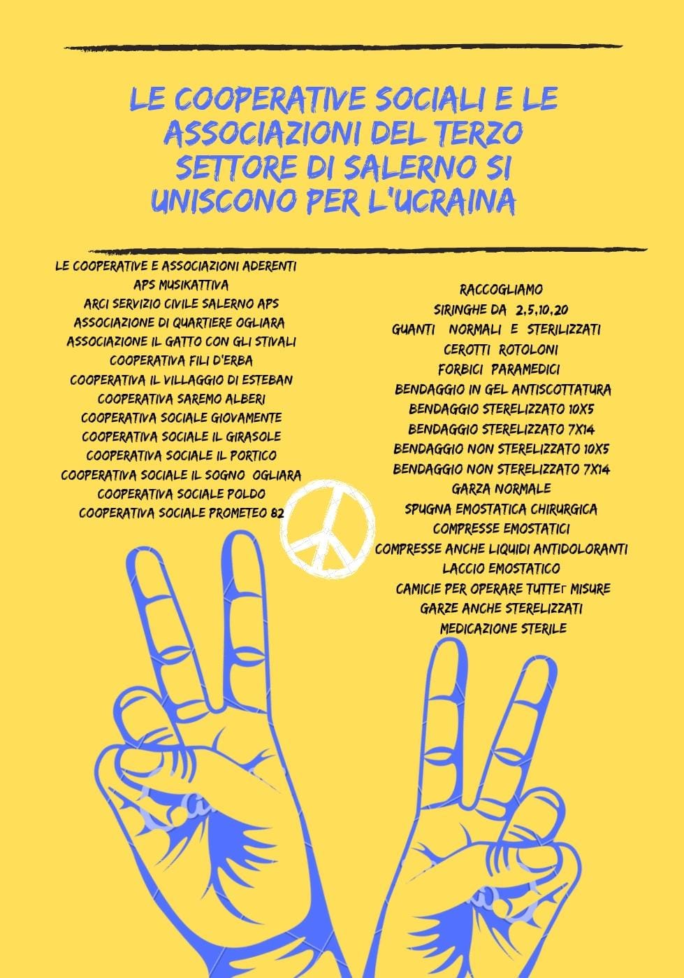 Salerno: Ucraina, Cooperative – Associazioni 3° settore a sostegno raccolta Caritas Parrocchiale San Vincenzo De Paoli 