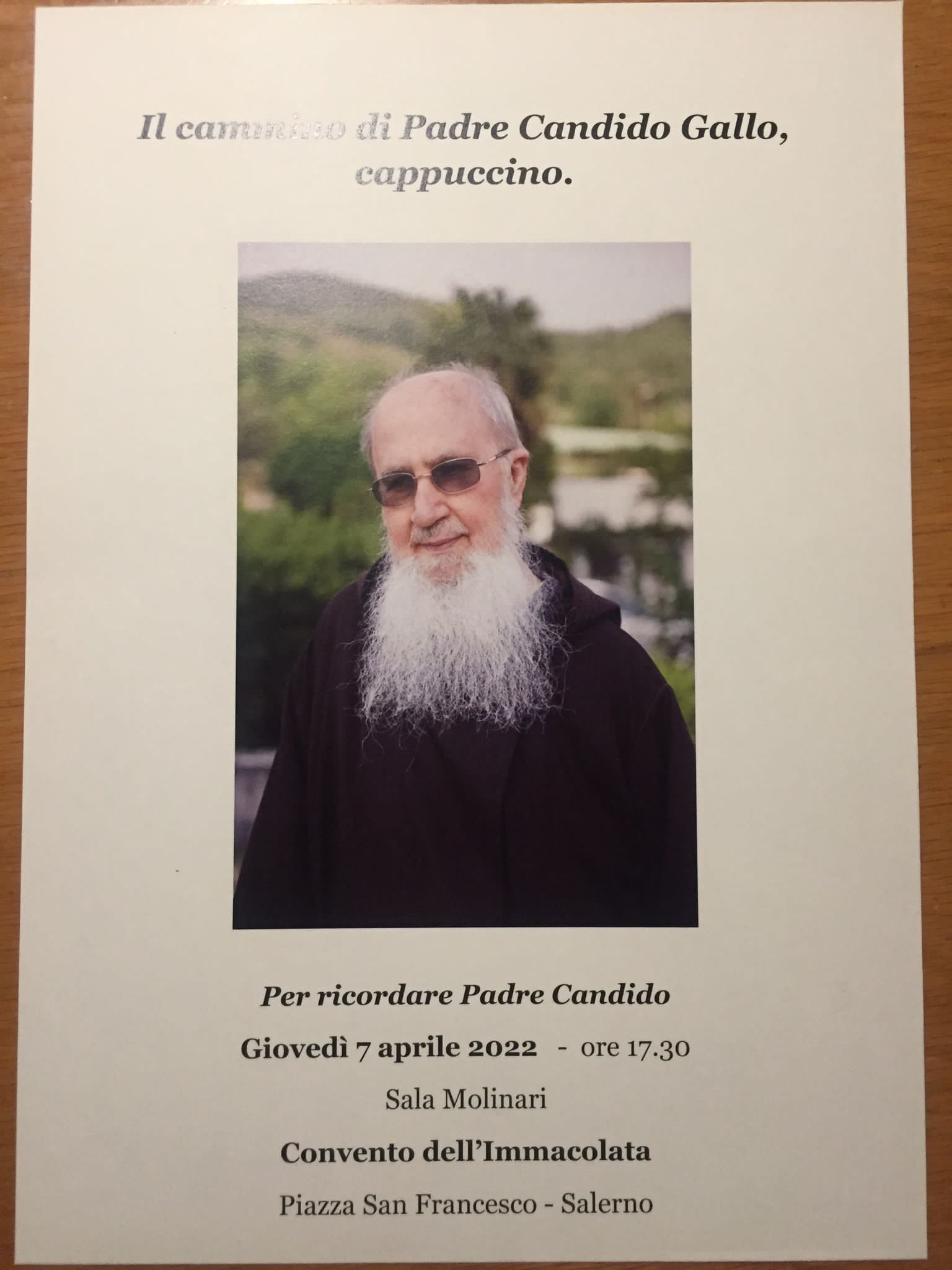 Salerno: padre Candido Gallo, presentazione libro e scultura in bronzo