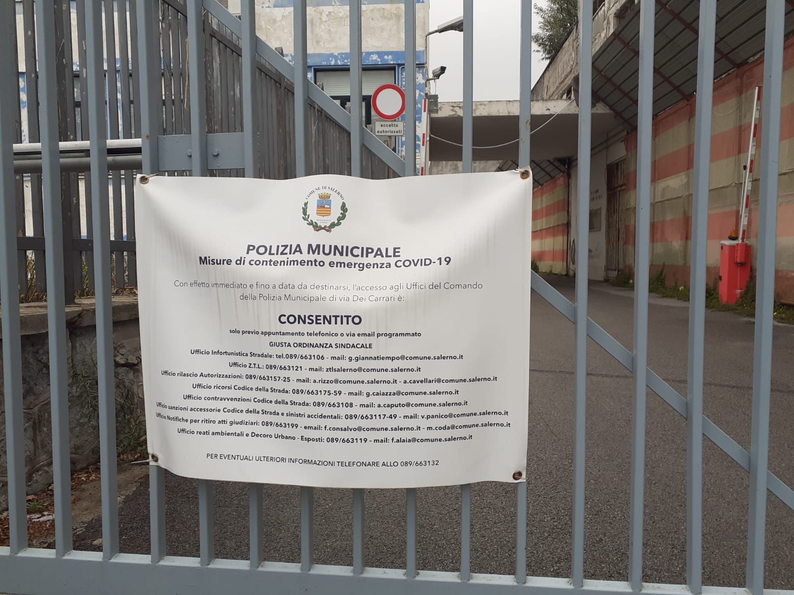 Salerno: Polizia Locale, aumento interno casi Covid, ricevimento solo per appuntamento