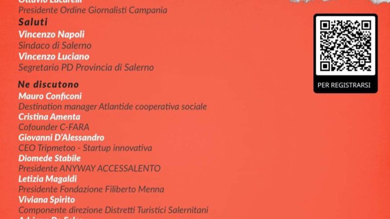Salerno: Agorà Democratica su piattaforma digitale “Turismo accessibile per sviluppo locale”