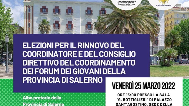 Salerno: elezioni Coordinamento Forum Giovani della Provincia di Salerno 