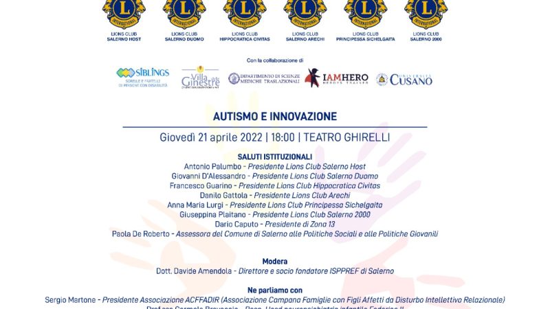 Salerno: Lions Club, al Teatro Ghirelli convention “Autismo e Innovazione”
