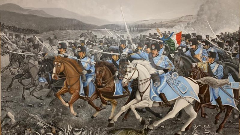Salerno: Reggimento “Guide”, verso Anniversario Battaglia di Custoza, pregevole tela di Sparla e Niviano