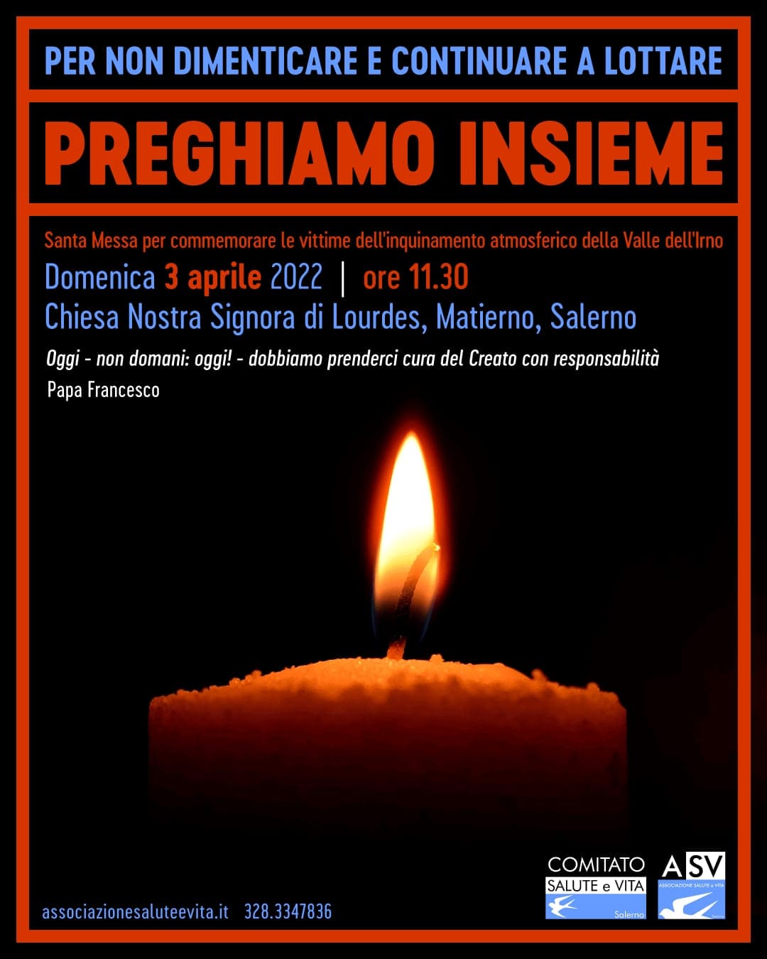 Salerno: “Salute e Vita”, Santa Messa per vittime cancro da inquinamento Valle dell’Irno