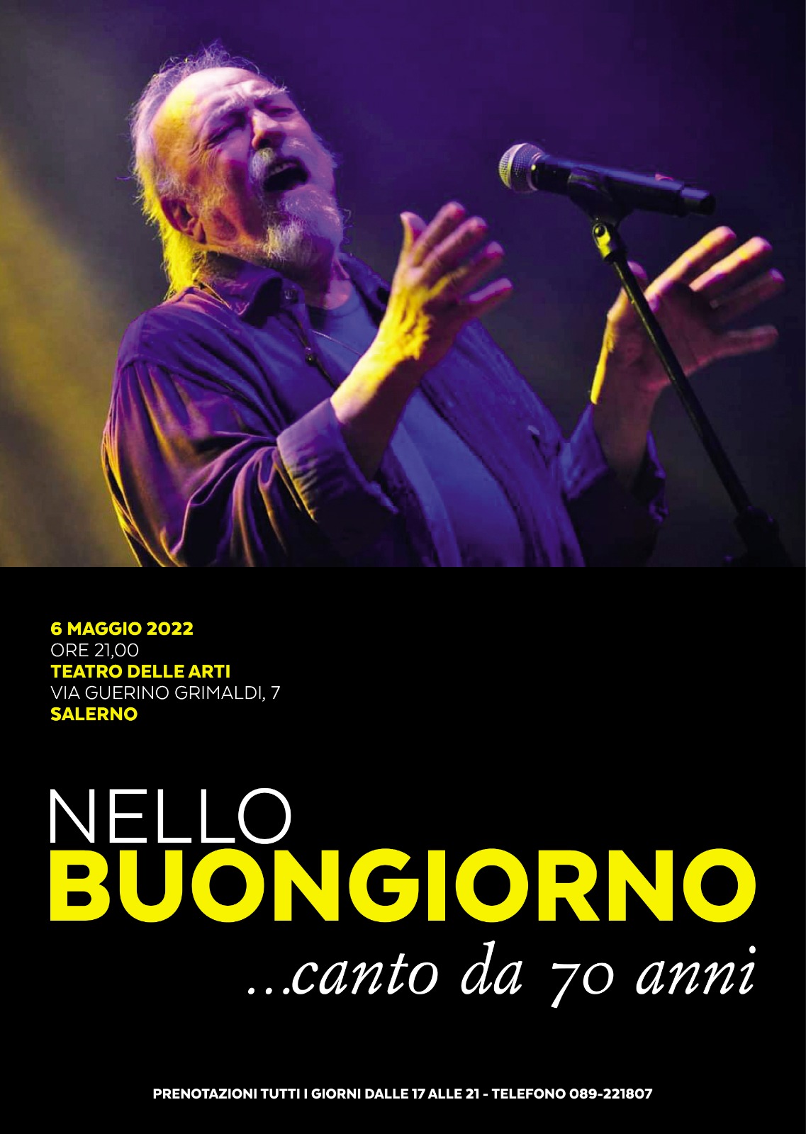 Salerno: concerto di Nello Buongiorno “Canto da 70 anni”, conferenza stampa