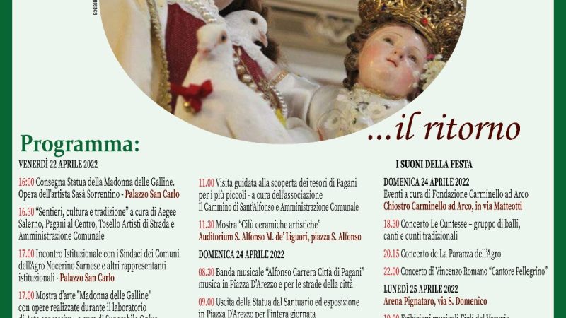 Pagani: festeggiamenti per Madonna delle Galline, tutto pronto