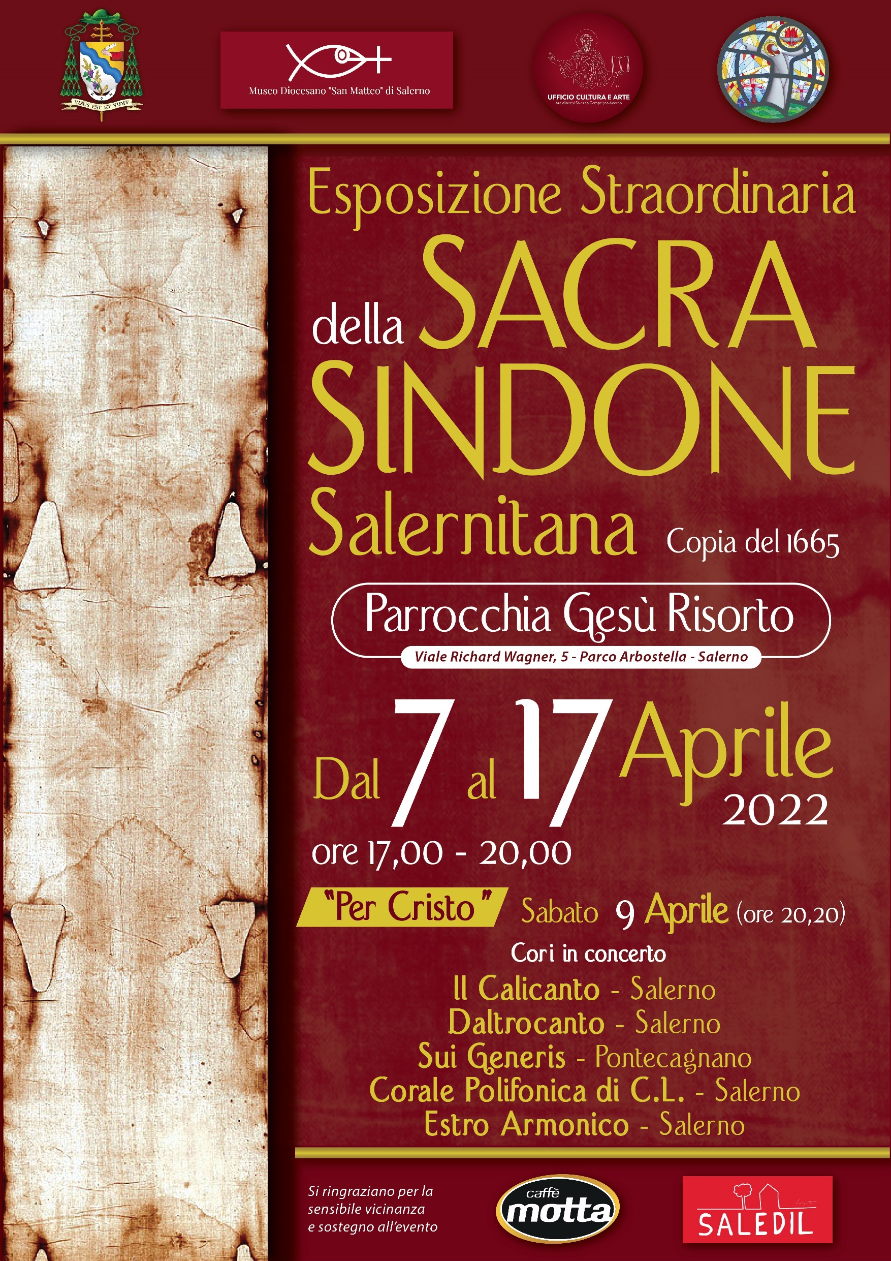 Salerno: esposizione straordinaria Sindone Salernitana, concerto di Cori