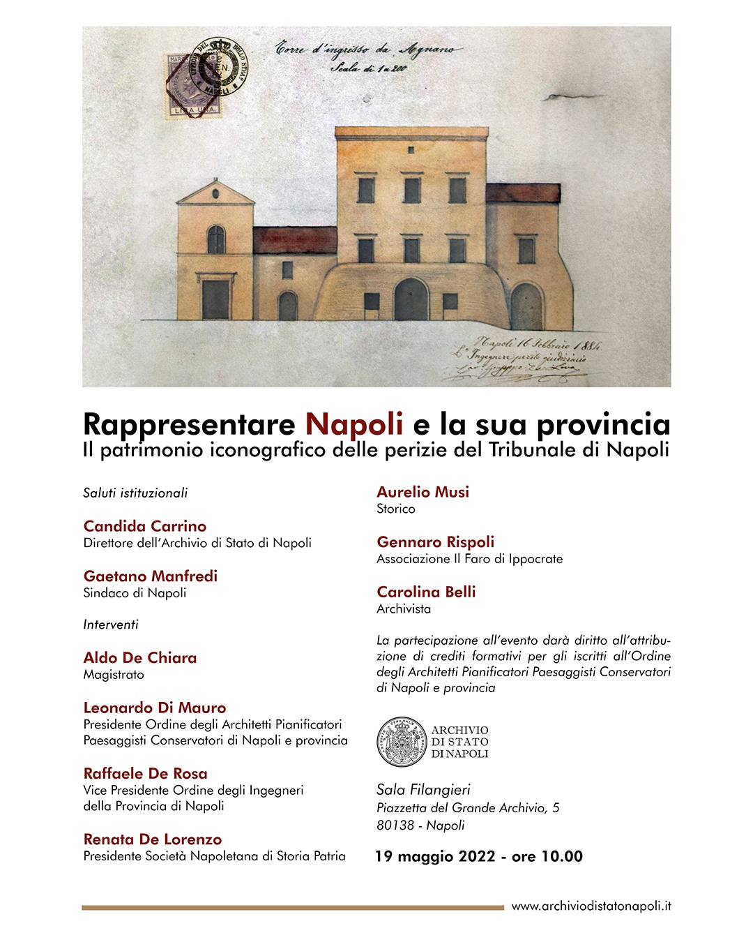 Napoli: Archivio di Stato, presentazione inventario e mostra documentaria “Rappresentare Napoli e la sua provincia, patrimonio iconografico perizie del Tribunale”