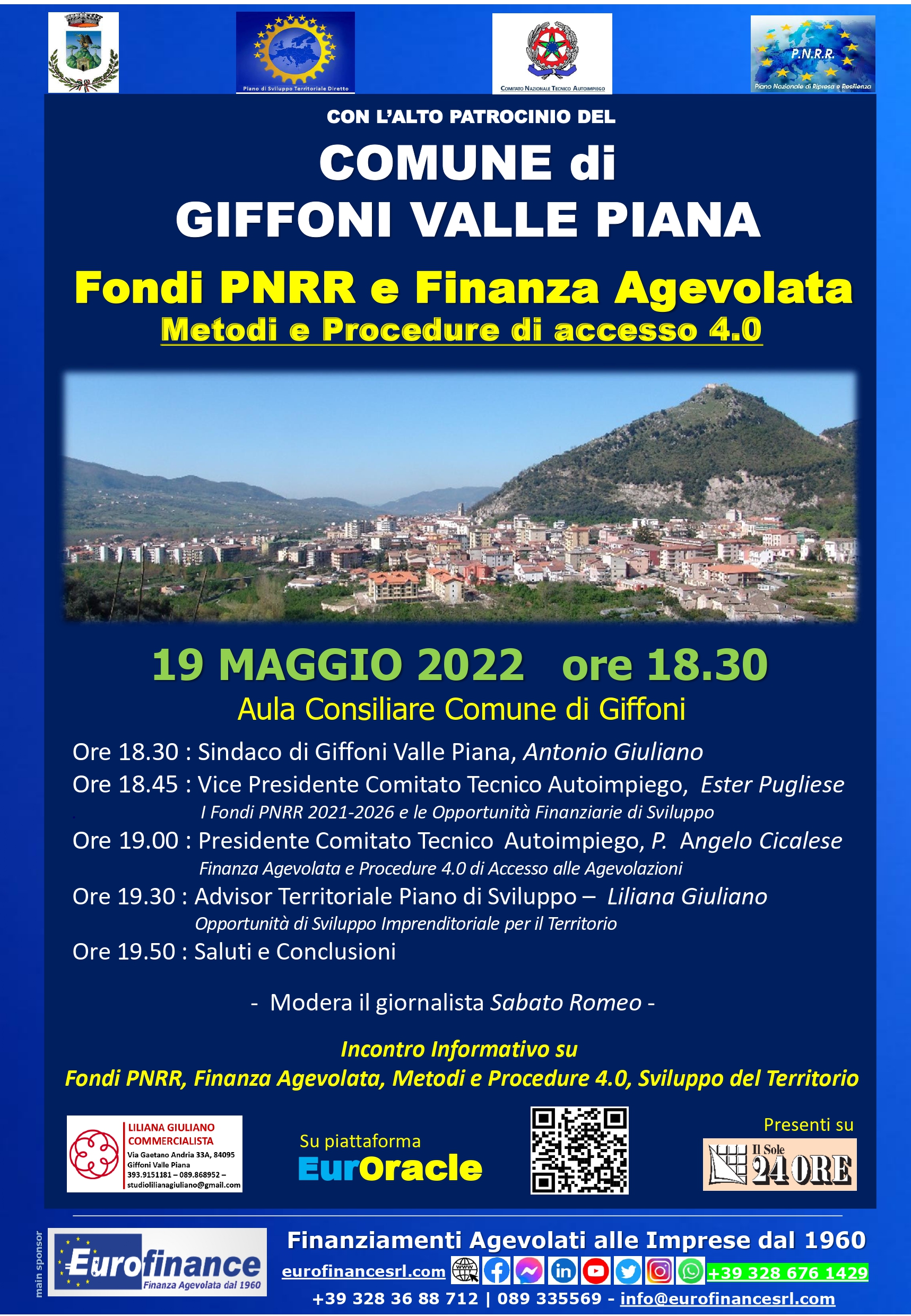 Giffoni Valle Piana: convention su Fondi Pnrr e finanza agevolata, opportunità per territorio