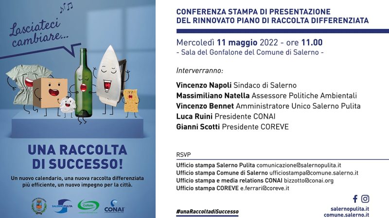 Salerno: nuovo Piano raccolta differenziata, conferenza stampa