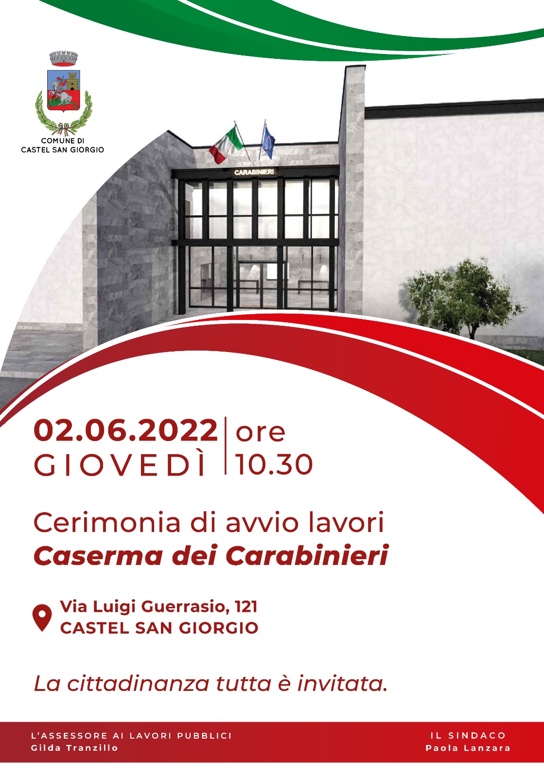 Castel San Giorgio: 3 milioni€ per nuova Caserma Carabinieri