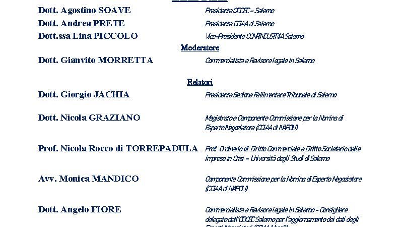 Salerno: ODCEC, Convegno “Composizione negoziata della crisi tra novità e prime applicazioni” 