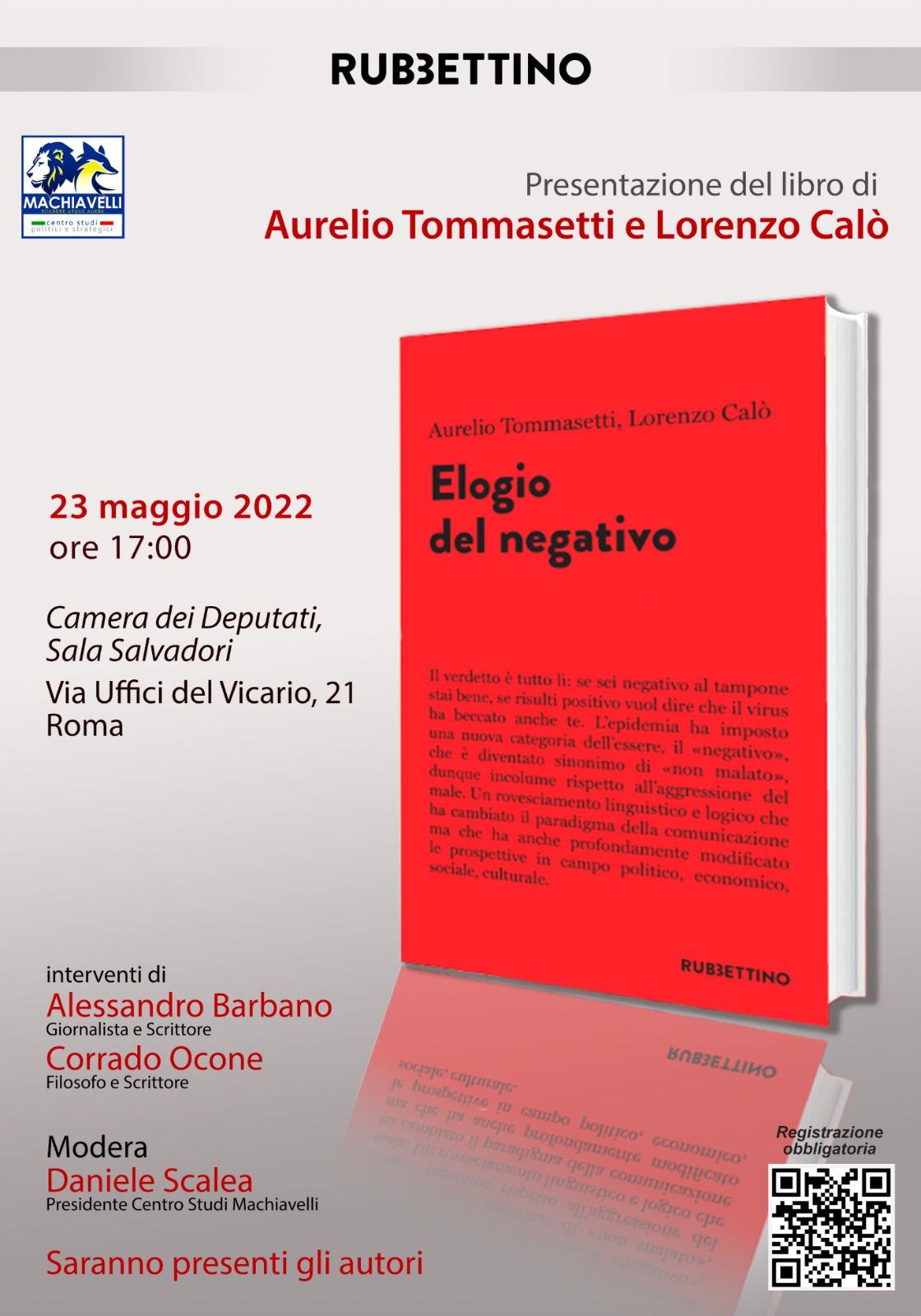 Roma: presentazione libro di Aurelio Tommasetti “Elogio del Negativo”