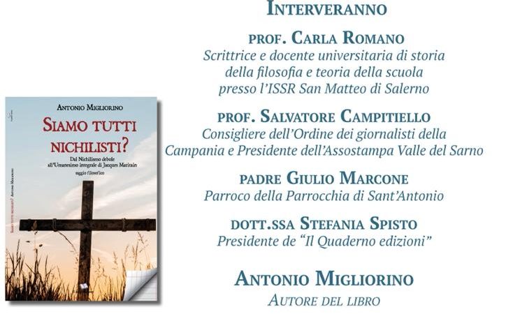 Mercato San Severino: presentazione libro “Siamo tutti nichilisti?” di Antonio Migliorino