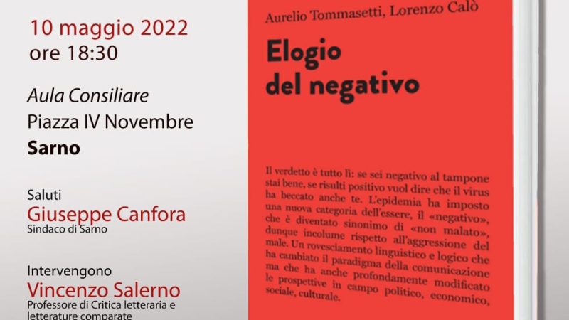 Sarno: presentazione libro ex Rettore Tommasetti “Elogio del Negativo”