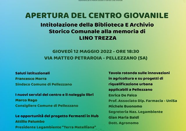 Pellezzano: intitolazione Biblioteca ed Archivio storico comunale a Lino Trezza