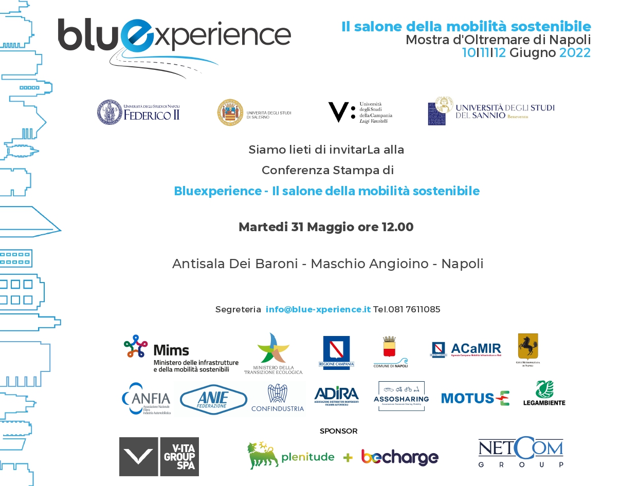 Napoli: al Maschio Angioino presentazione Bluexperience, Salone Mobilità Sostenibile