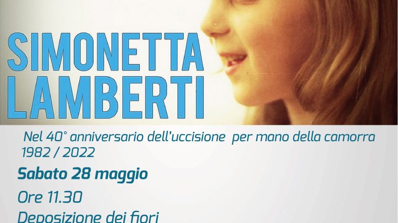 Cava de’ Tirreni: 40° anniversario uccisione Simonetta Lamberti