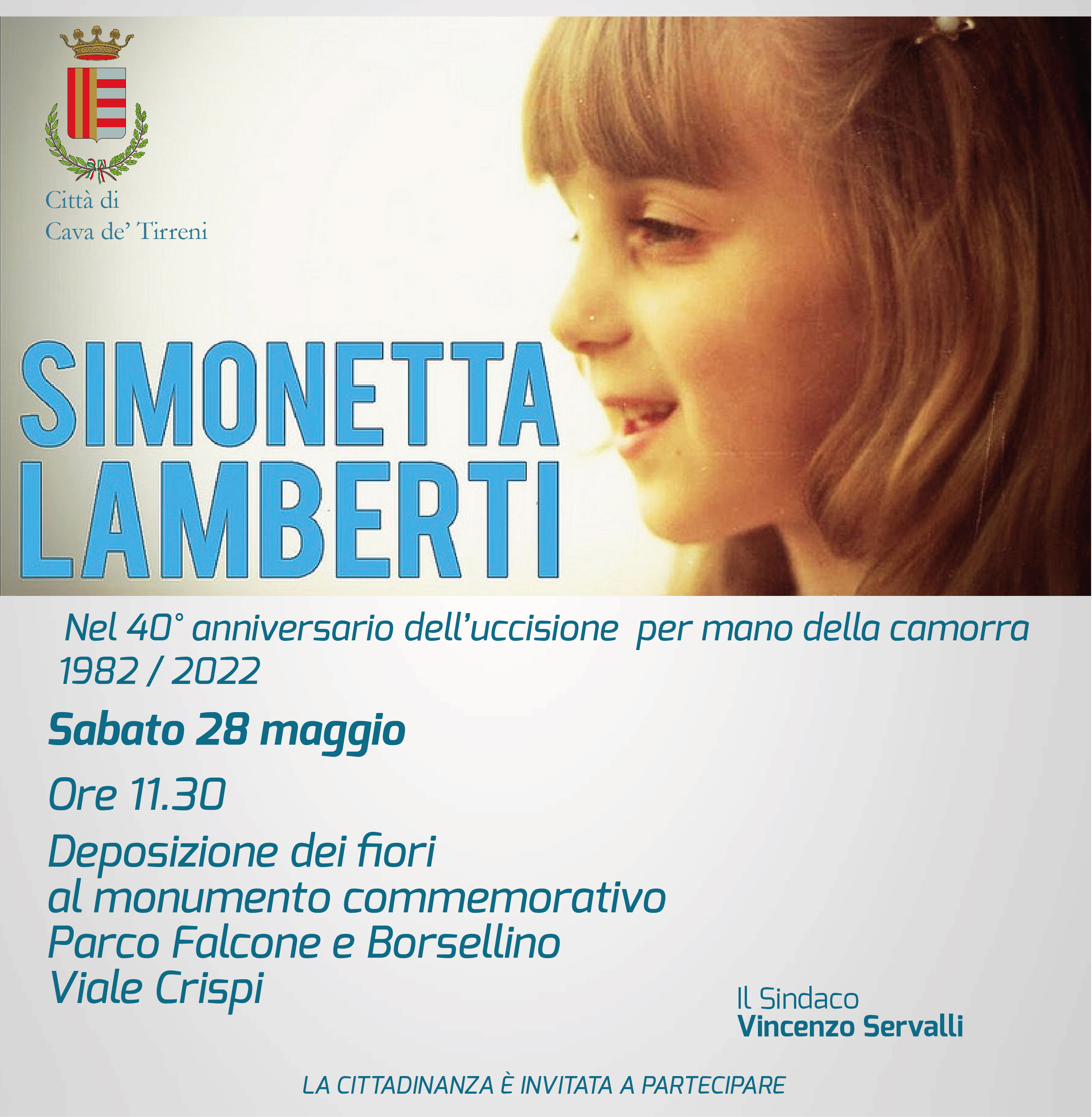 Cava de’ Tirreni: 40° anniversario uccisione Simonetta Lamberti