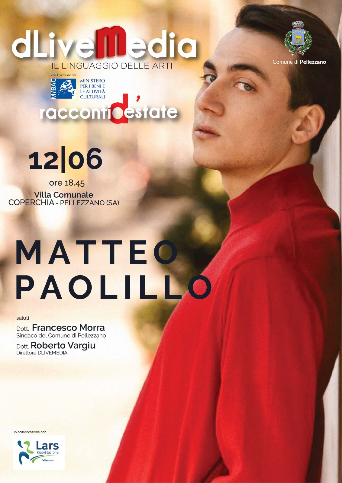 Pellezzano: 2°appuntamento “I Racconti d’Estate” con Matteo Paolillo, giovane attore salernitano