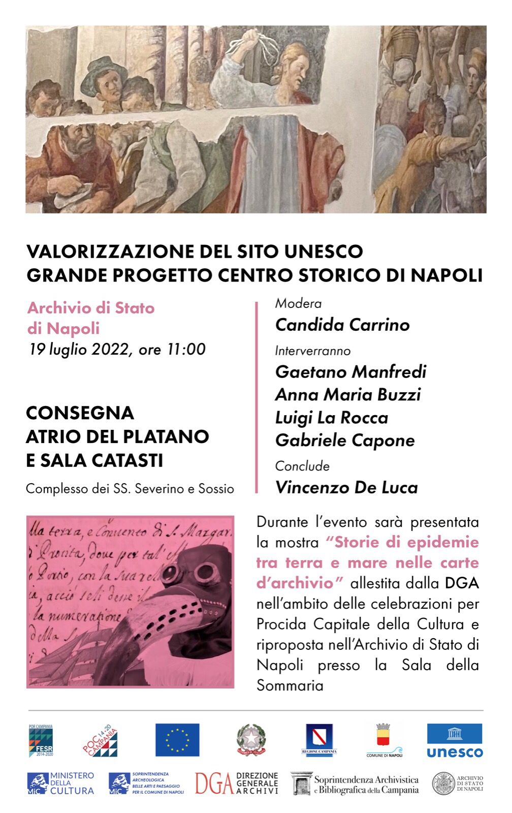 Napoli: Archivio di Stato, consegna lavori Grande Progetto Centro Storico