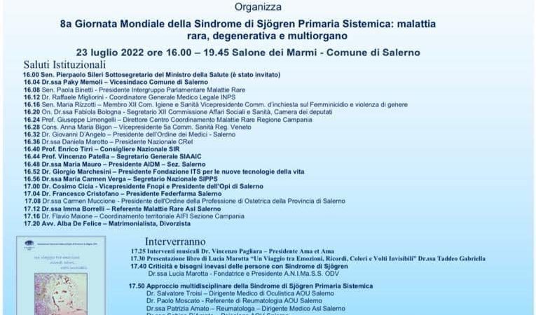 Salerno: svolta a Palazzo di Città Giornata Mondiale Sindrome di Sjogren