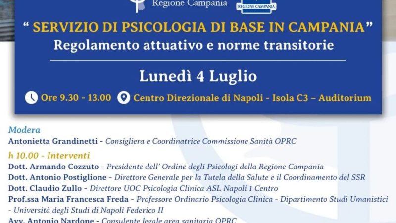 Napoli: Psicologo di base a fianco di medici di famiglia e pediatri, convegno  