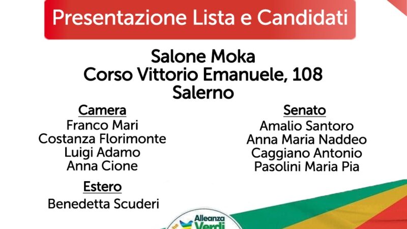 Salerno: elezioni Politiche, Alleanza Verdi Sinistra, apertura campagna elettorale 