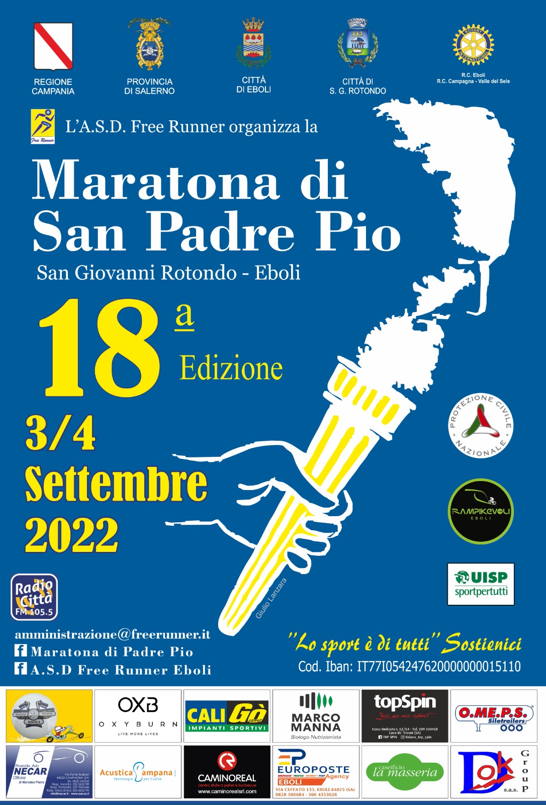 Eboli: 18^ ediz. Maratona di San Padre Pio, sport, fede e solidarietà