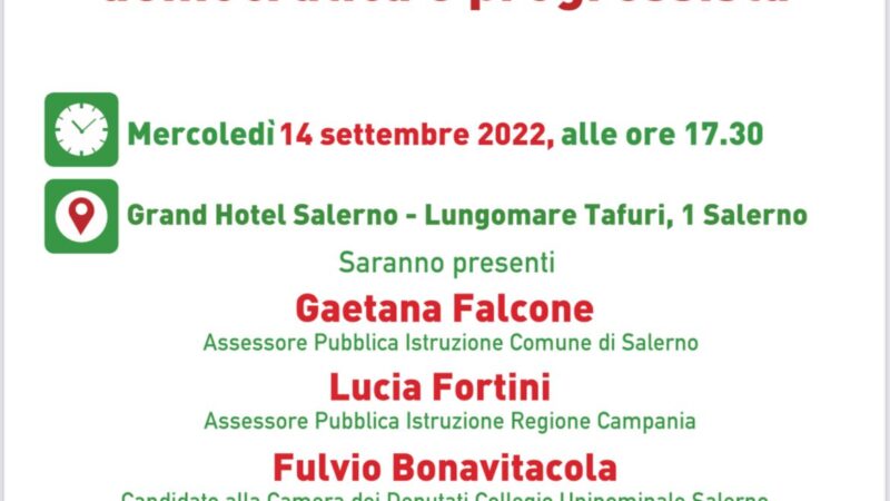 Salerno: Politiche, candidato Piero De Luca, incontro pubblico “Il futuro della scuola democratica e progressista”