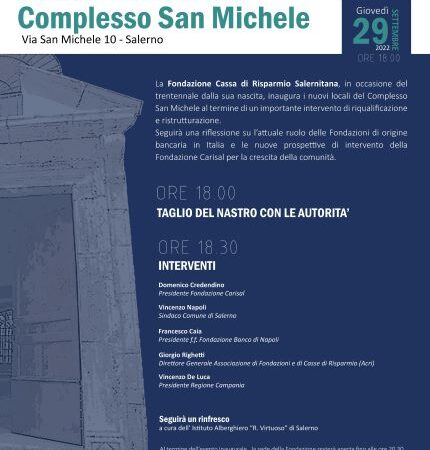 Salerno: Fondazione Carisal, inaugurazione Complesso San Michele