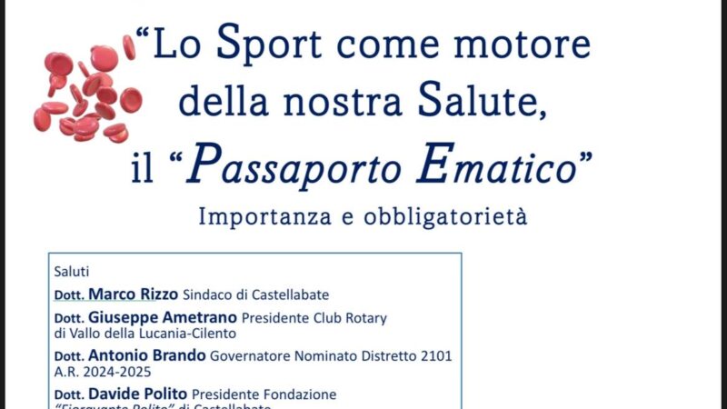 Castellabate: convegno “Sport motore di Salute, passaporto ematico”